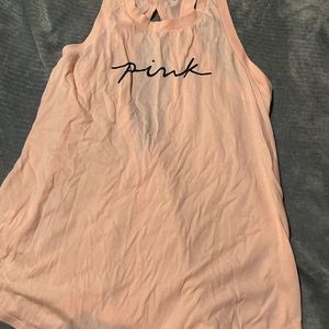 VS Pink Flowy Open Back Tank